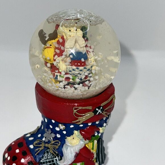 Mini Stocking Snow Globe,Santa Holding Gingerbread House 3.25" - Picture 6 of 9